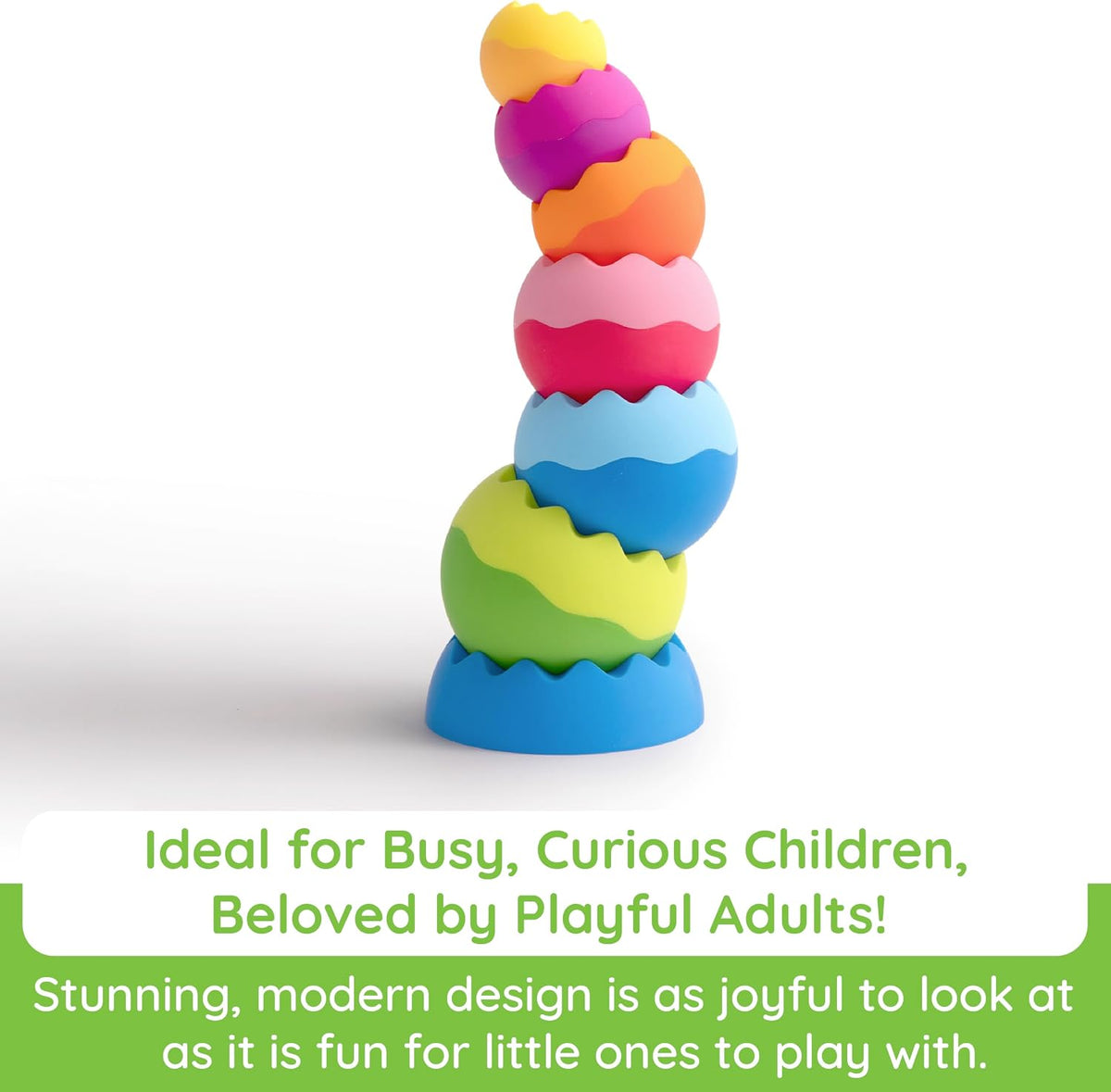 Fat Brain Toys Tobbles Neo Baby Stacking Toy | Weighted Orbs Wobble and Spin. Grasping and Fine Motor Skills. Developmental Learning for Babies and Toddlers Ages 6 Months+