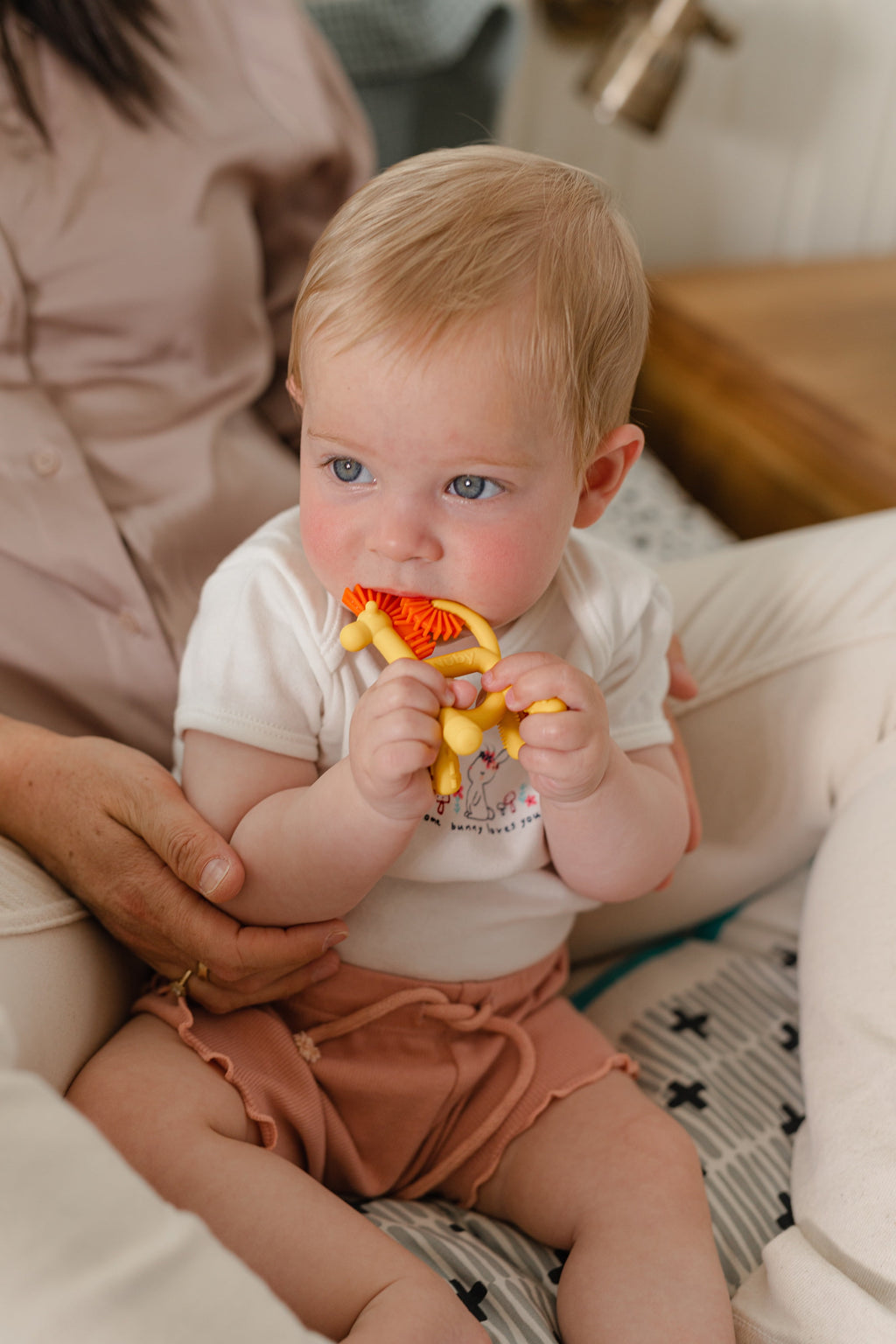 Geo Zoos Silicone Teether for Babies, Yellow/Orange Giraffe Infant Teething Toy