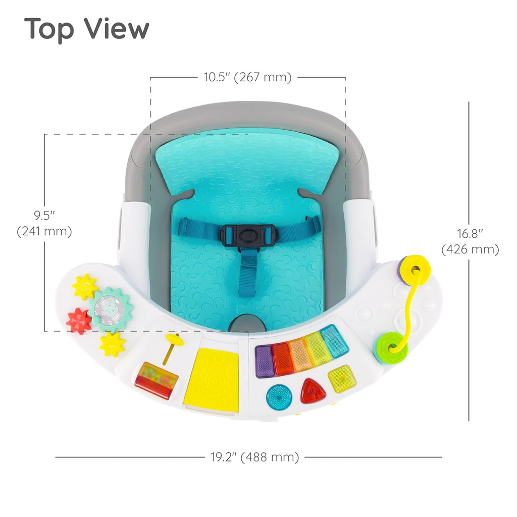 Music & Lights 3-In-1 Discovery Seat & Booster, Teal | 20 Sounds & Songs, Converts from Infant Seat to Booster, Fits Dining or Kitchen Chairs, Includes Removable Snack Tray