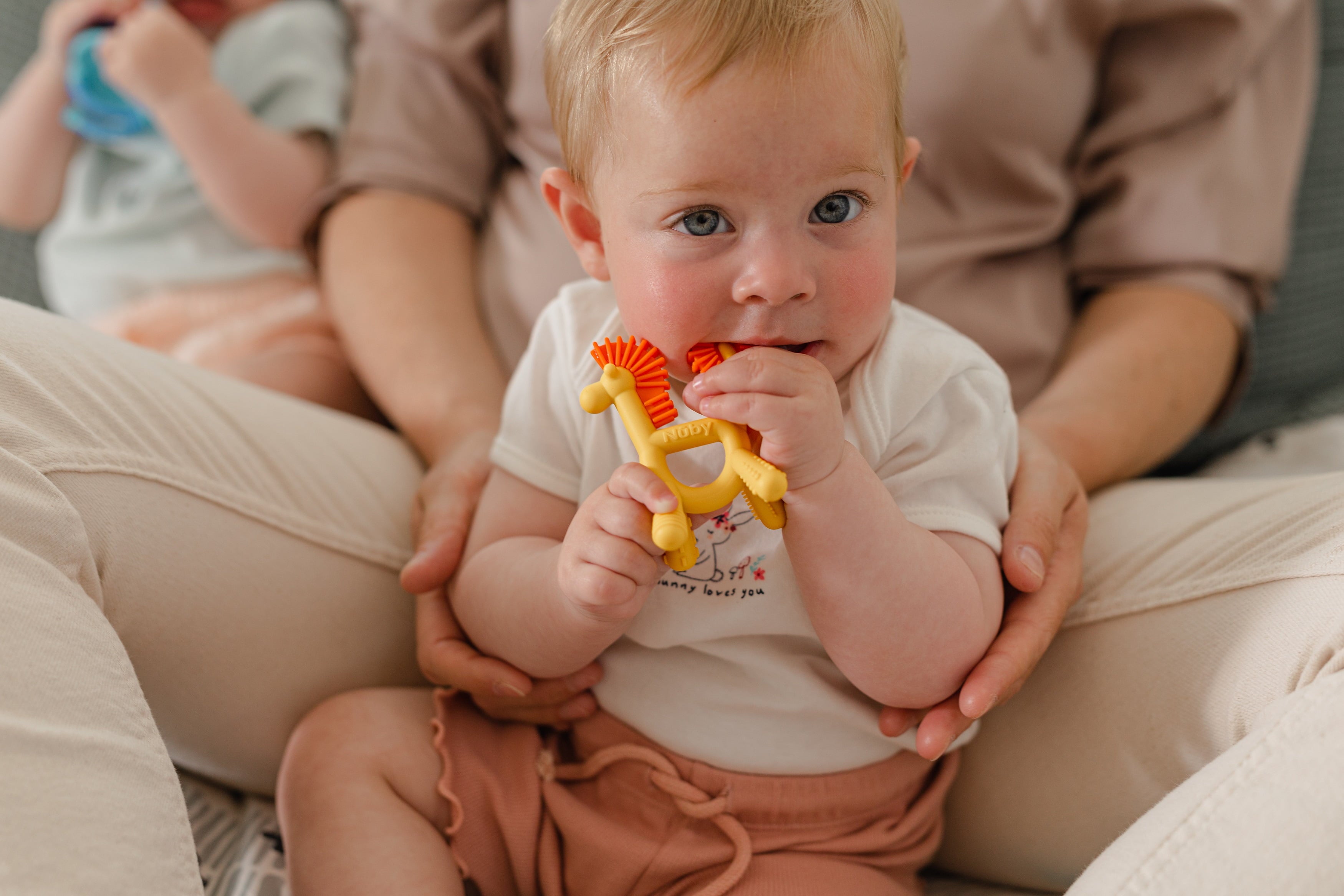 Geo Zoos Silicone Teether for Babies, Yellow/Orange Giraffe Infant Teething Toy