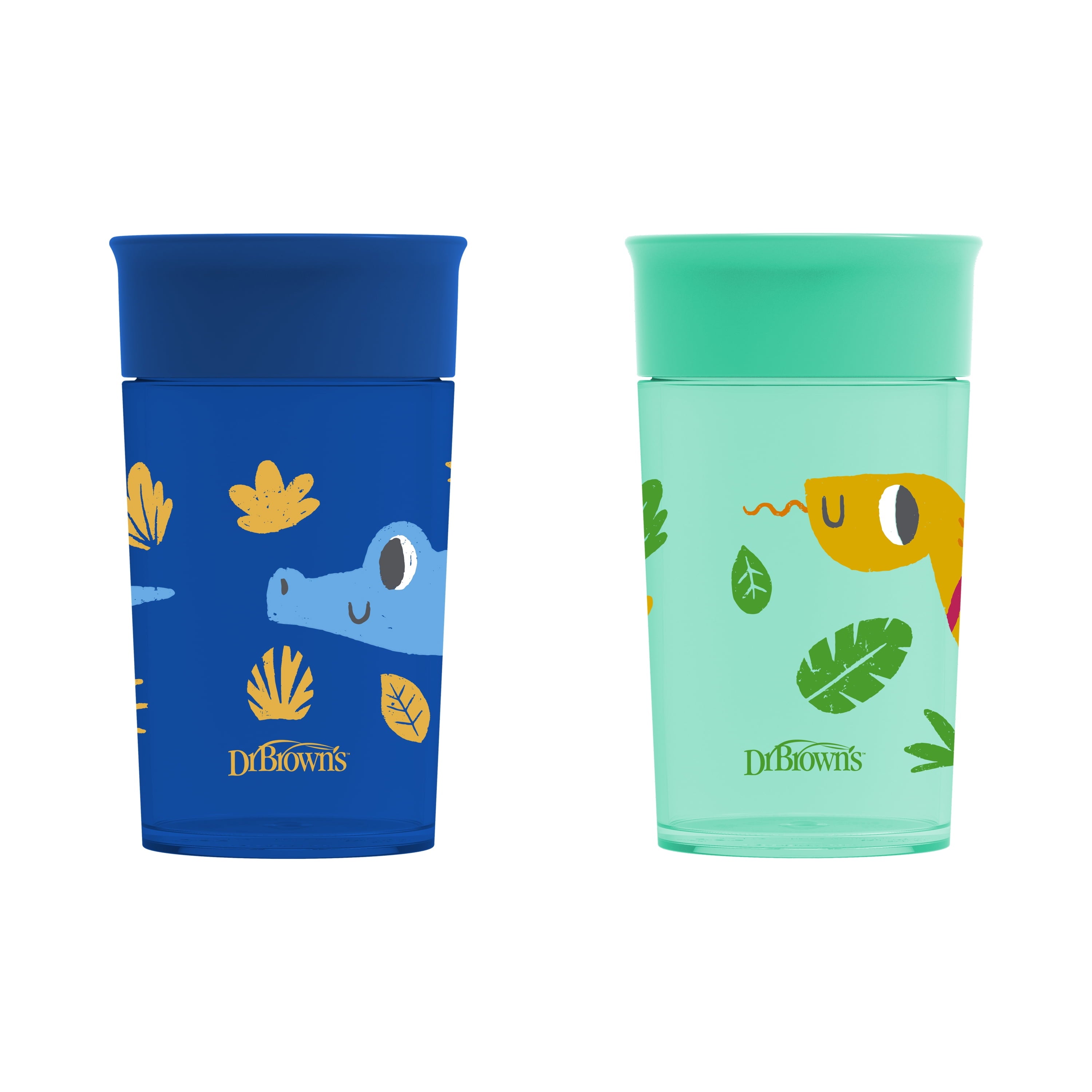 Milestones Cheers 360 Cup Spoutless Transition, Travel Friendly & Leak-Free, Green / Blue, 10 Oz/300 Ml, 2 Pack