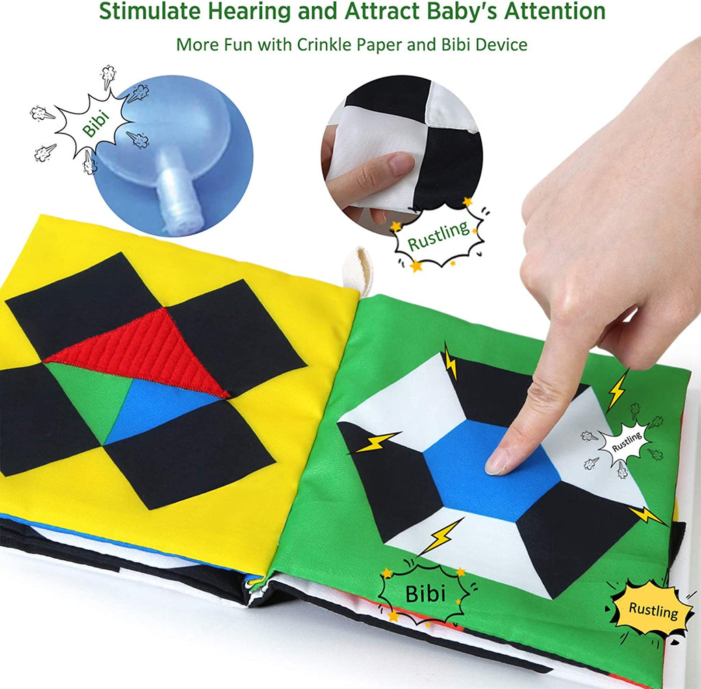 High Contrast Black and White Baby Book - Touch and Feel Crinkle Sensory Toy - Visual Stimulation Interactive Montessori Toys for 0-12 Months Infant Newborn - Baby Gift for Boys Girls | Black and White Visual Stimulation Toys, Montessori Soft Toys for 0-12 Months Infant Newborn, Baby Boys Girls Shower Gift