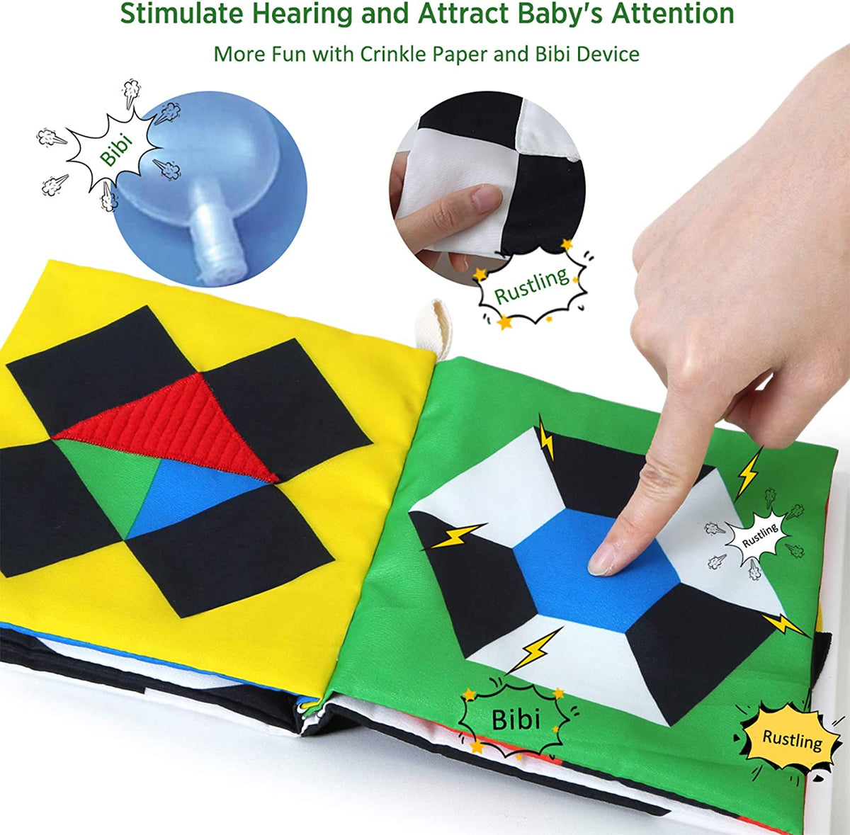 High Contrast Black and White Baby Book - Touch and Feel Crinkle Sensory Toy - Visual Stimulation Interactive Montessori Toys for 0-12 Months Infant Newborn - Baby Gift for Boys Girls | Black and White Visual Stimulation Toys, Montessori Soft Toys for 0-12 Months Infant Newborn, Baby Boys Girls Shower Gift