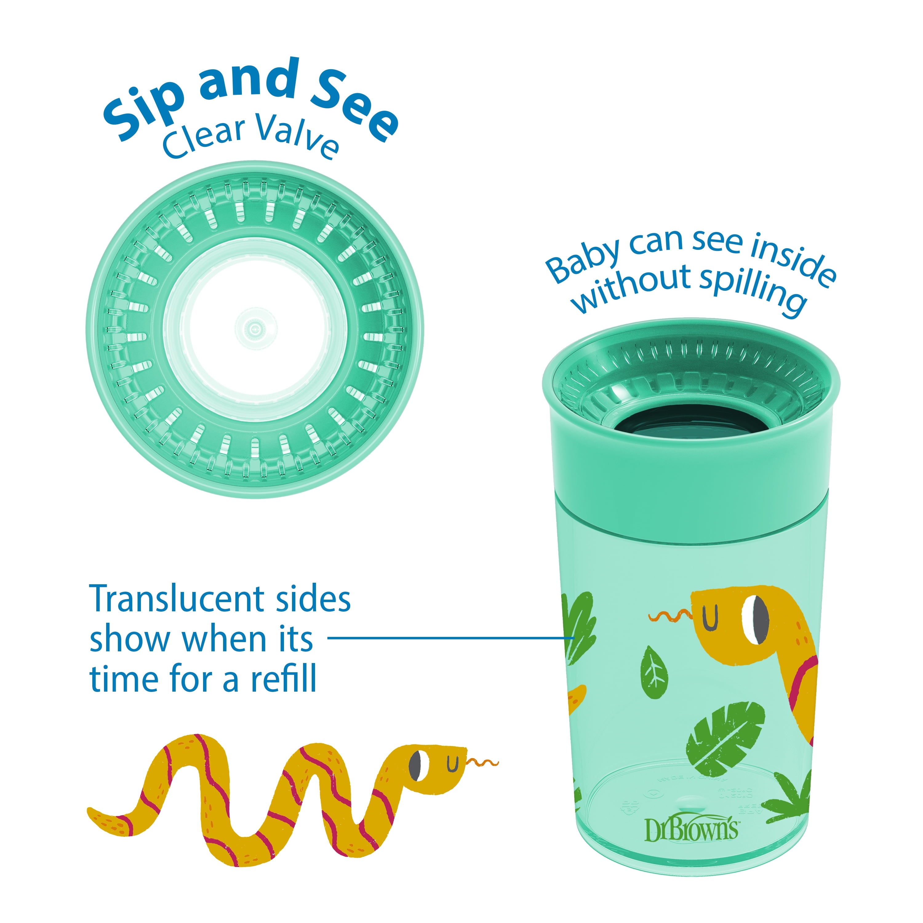 Milestones Cheers360 Training Sippy Cup - Green Animals - 10Oz