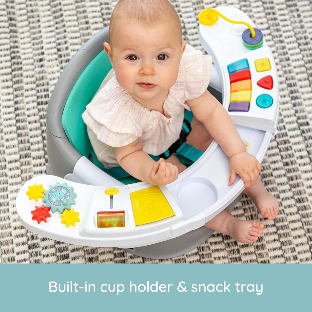 Music & Lights 3-In-1 Discovery Seat & Booster, Teal | 20 Sounds & Songs, Converts from Infant Seat to Booster, Fits Dining or Kitchen Chairs, Includes Removable Snack Tray