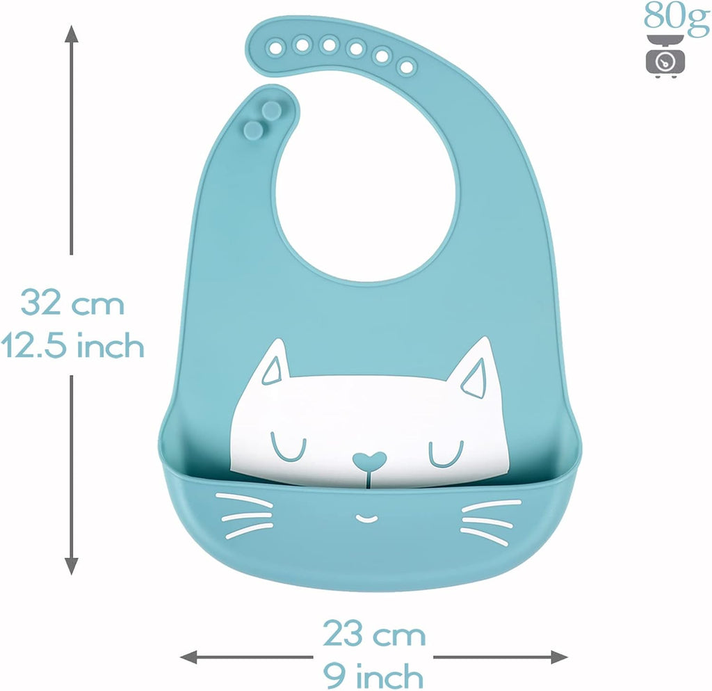 Baby Silicone Feeding Bibs, 3Pcs Adjustable Waterproof Bibs for Feeding