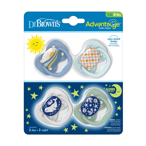 Advantage Baby Pacifier, Fully Symmetrical, Silicone Bulb, 0-6M, BPA Free, Sunrise/Glow, 4 Pack