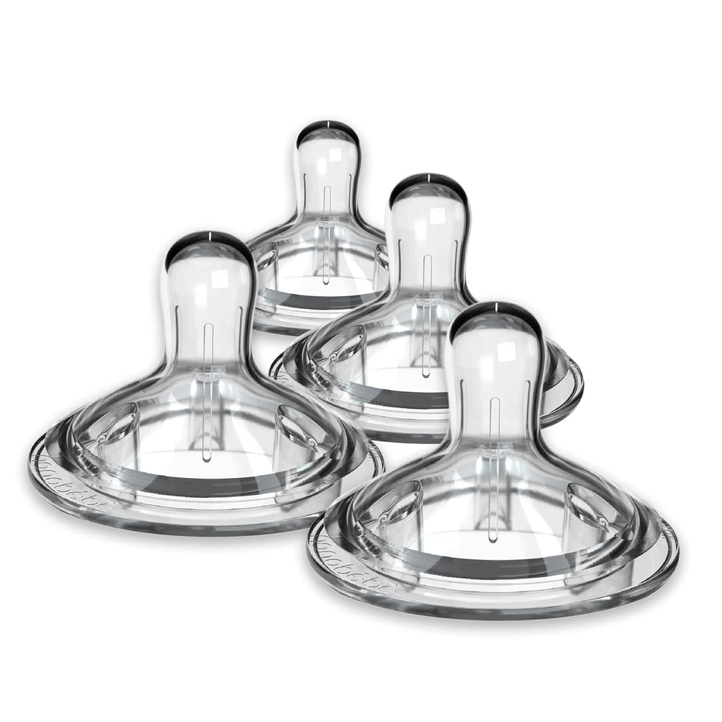 Nanobebe Nipples Baby Bottle Nipples, Silicone Nipple, Triple Vented, Ready to Use, 4 Pack, Fast Flow