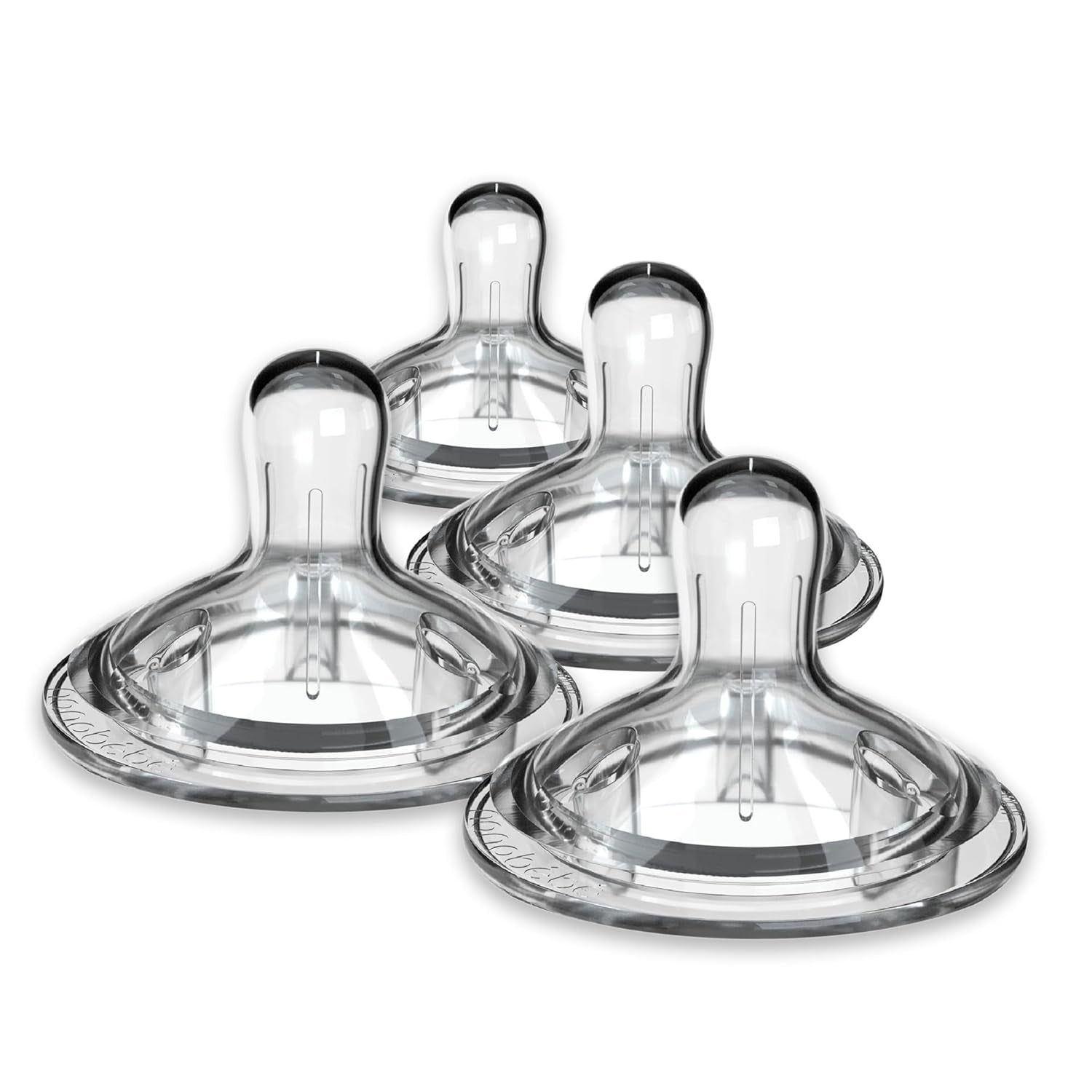 Nanobebe Nipples Baby Bottle Nipples, Silicone Nipple, Triple Vented, Ready to Use, 4 Pack, Fast Flow
