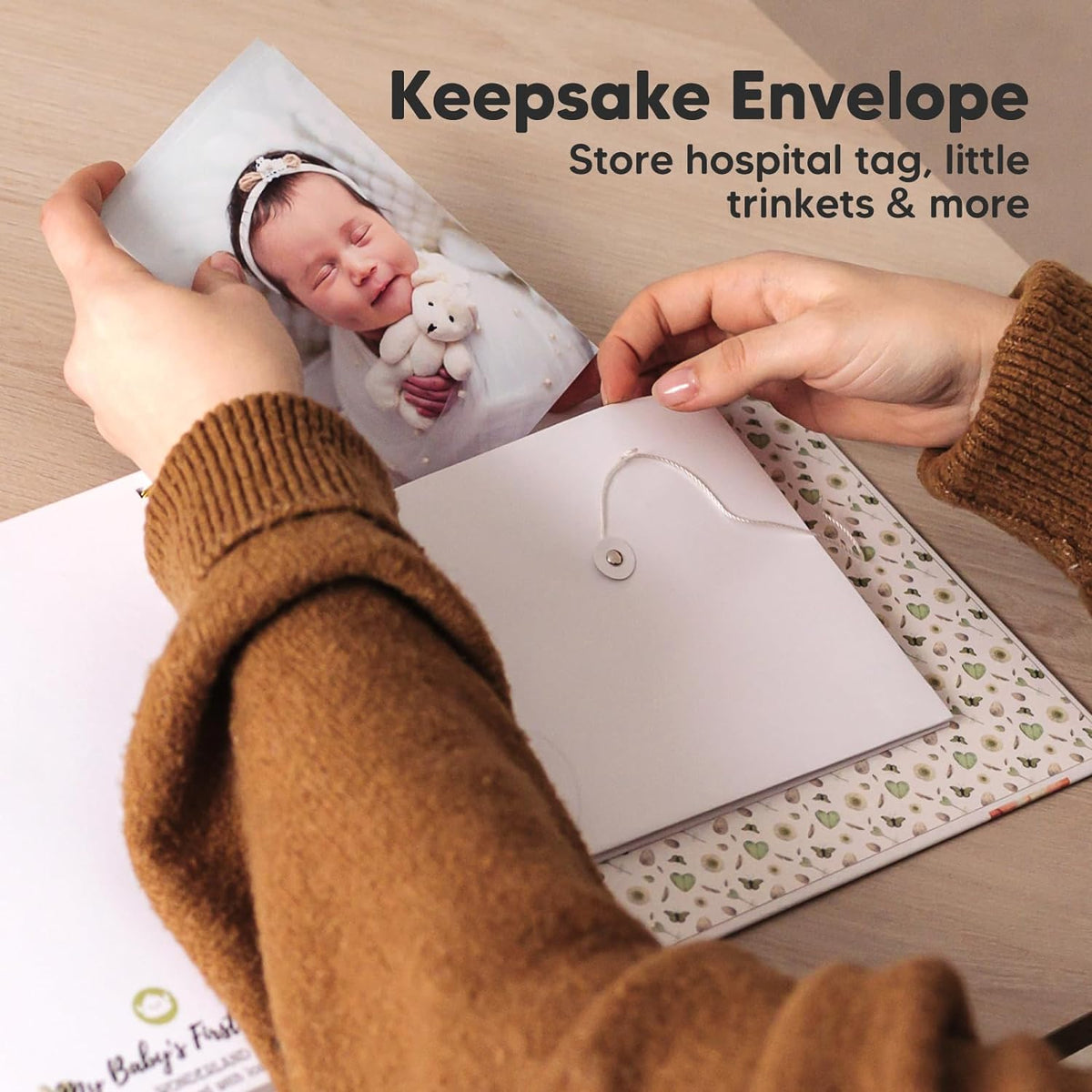 First 5 Years Baby Book Keepsake, Baby Memory Book Girl, Boy (Wonderland) | 90 Pages Hardcover First Year Milestone Journal, Simple Newborn Scrapbook for New Parents, Photo Album, Shower Gift