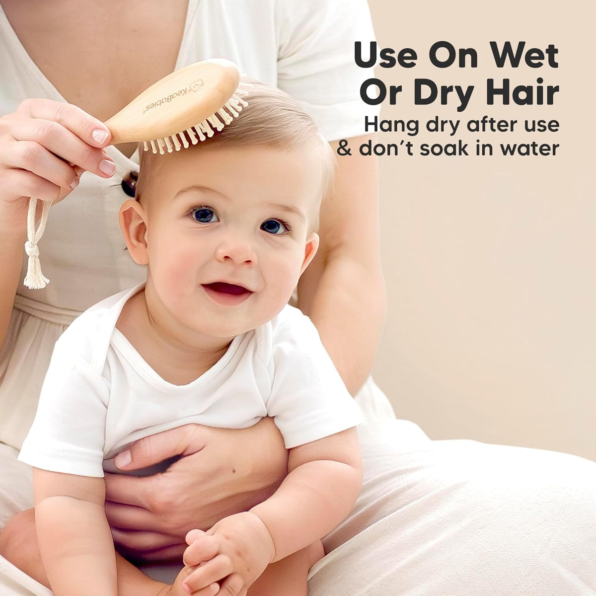 Wooden Baby Hair Brush Set for Newborns, Toddler Comb (Walnut, Regular) | Soft Goat Bristle, Baby Brush and Comb Set, Infant Grooming Kit, Cradle Cap Care, Durable & Gentle, Boy, Girl Bath Essential