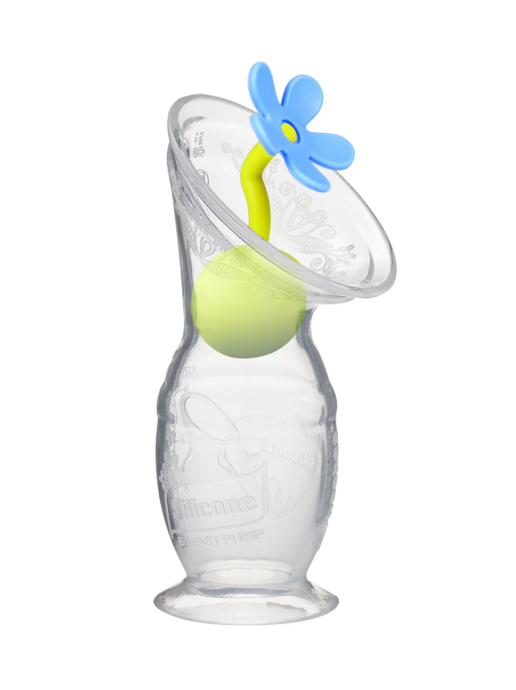 Gen 2 Silicone Manual Breast Pump with Suction Base and Blue Stopper 4 Oz