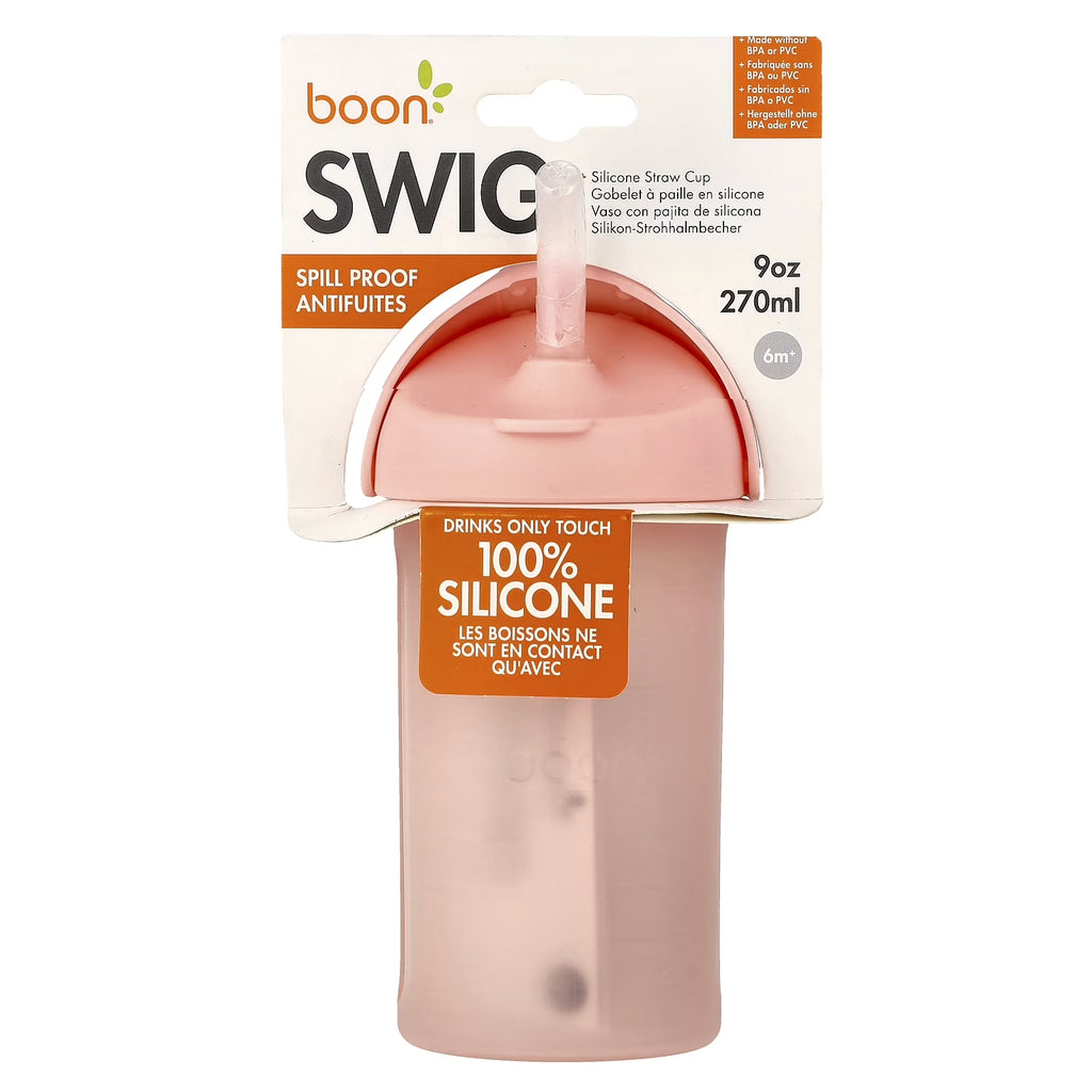Swig Toddler Silicone Straw Cup, 9 Ounces Pink