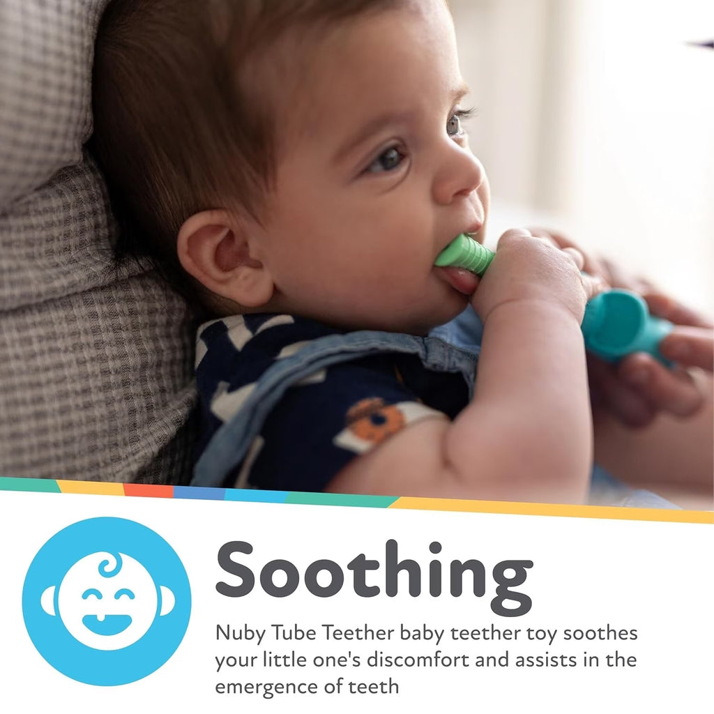 Sensory Silicone Baby Tube Teethers, Elephant and Giraffe, 2 Pack