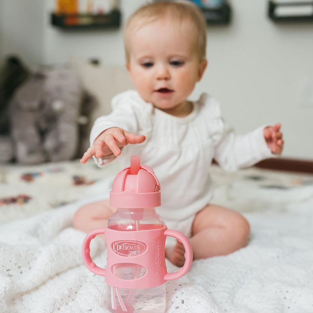 Milestones Wide-Neck Baby Bottle Handles, 100% Silicone, Light Pink, 4 Months+, 1-Pack