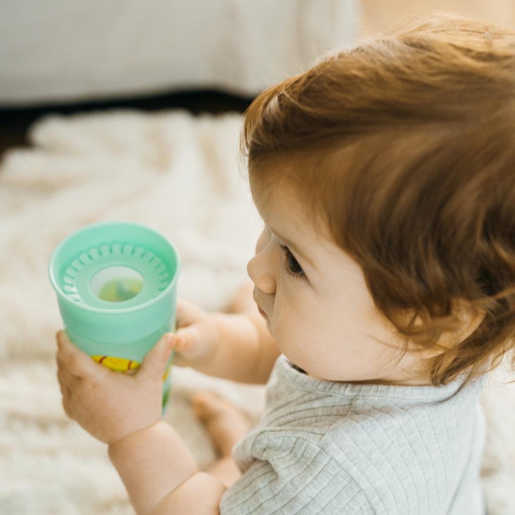 Milestones Cheers 360 Cup Spoutless Transition, Travel Friendly & Leak-Free, Green / Blue, 10 Oz/300 Ml, 2 Pack