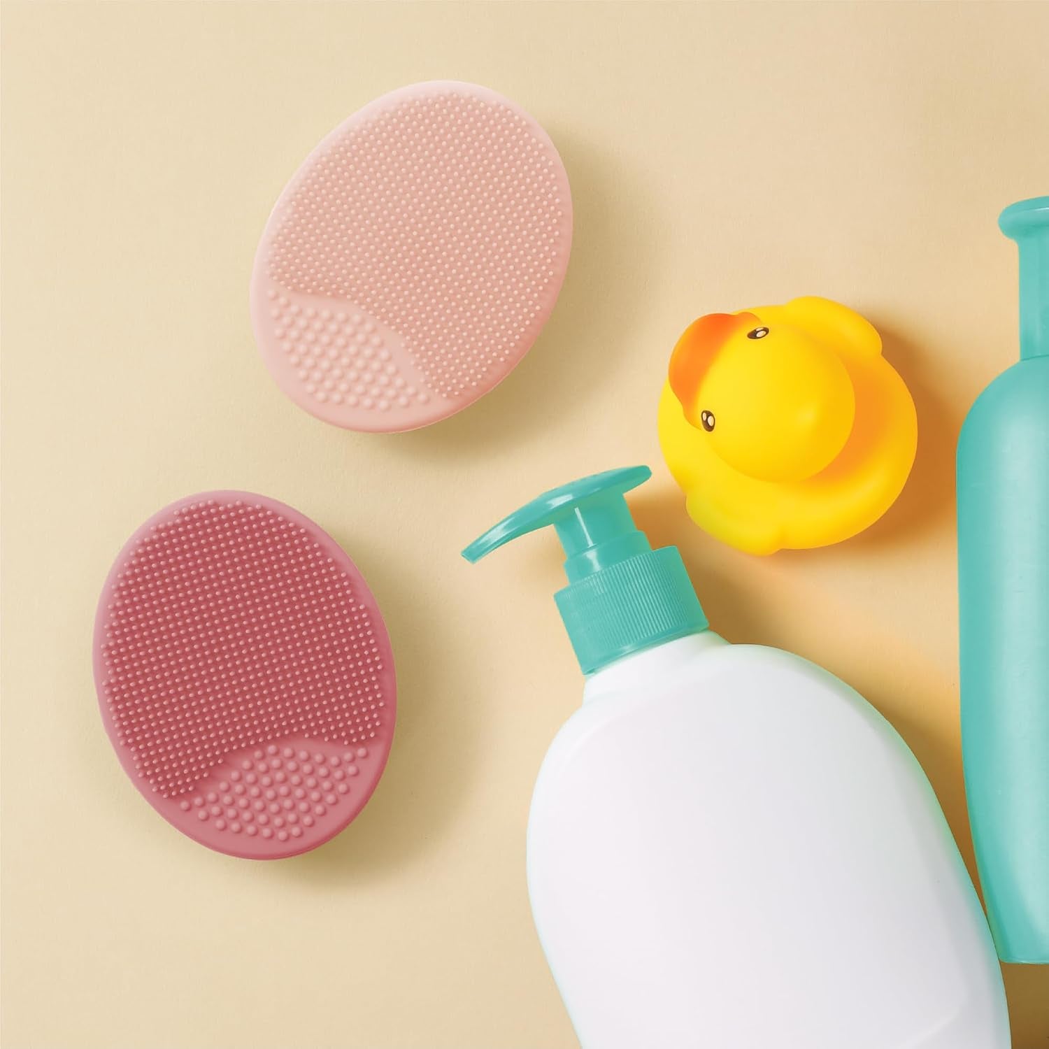 Cradle Cap Brush for Baby, 2 Pack, 2" X 2.5", Pink | Exfoliating and Massaging, Cleansing Brush for Baby, Silicone Bristles, Rinses Clean, Suction Cup Handle