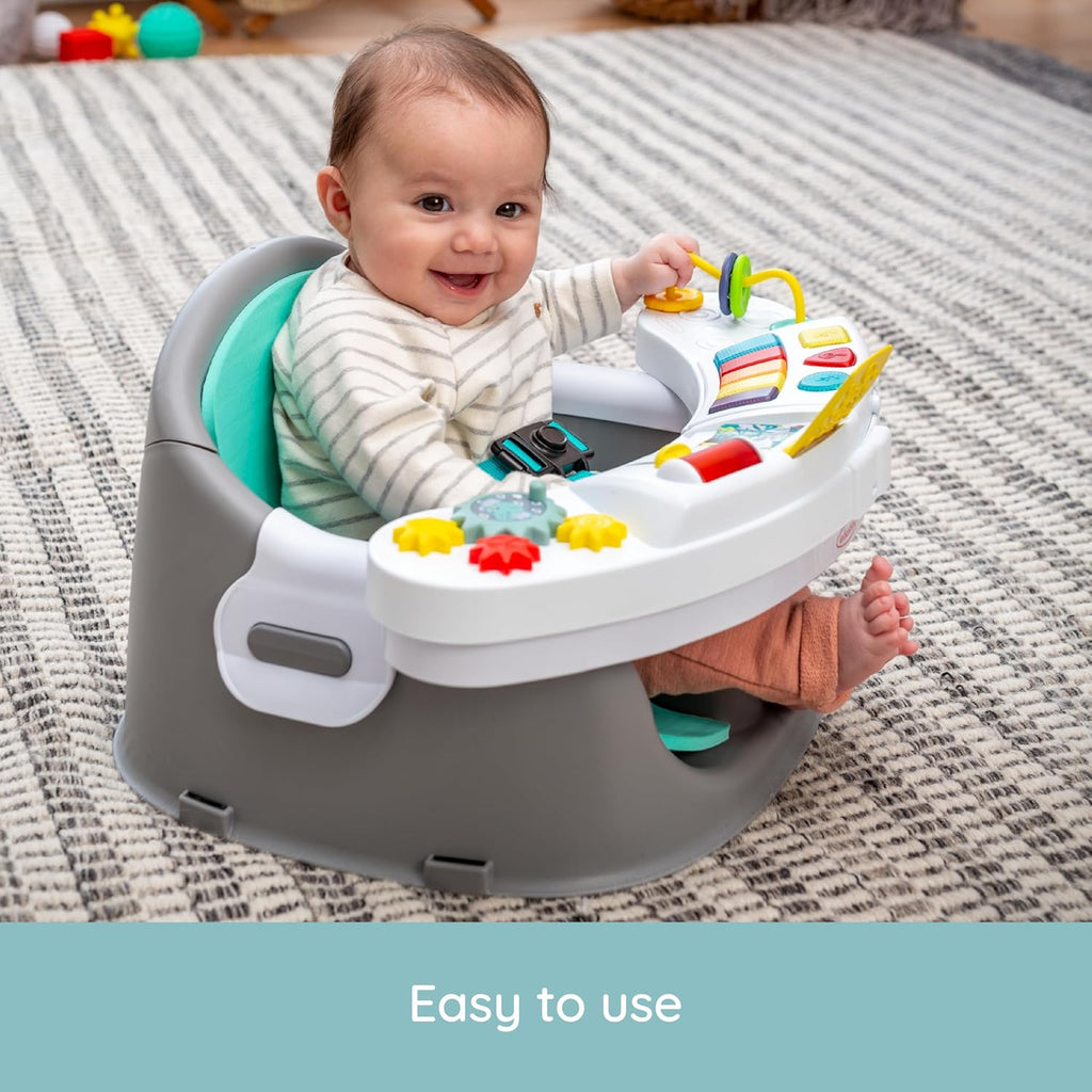 Music & Lights 3-In-1 Discovery Seat & Booster, Teal | 20 Sounds & Songs, Converts from Infant Seat to Booster, Fits Dining or Kitchen Chairs, Includes Removable Snack Tray
