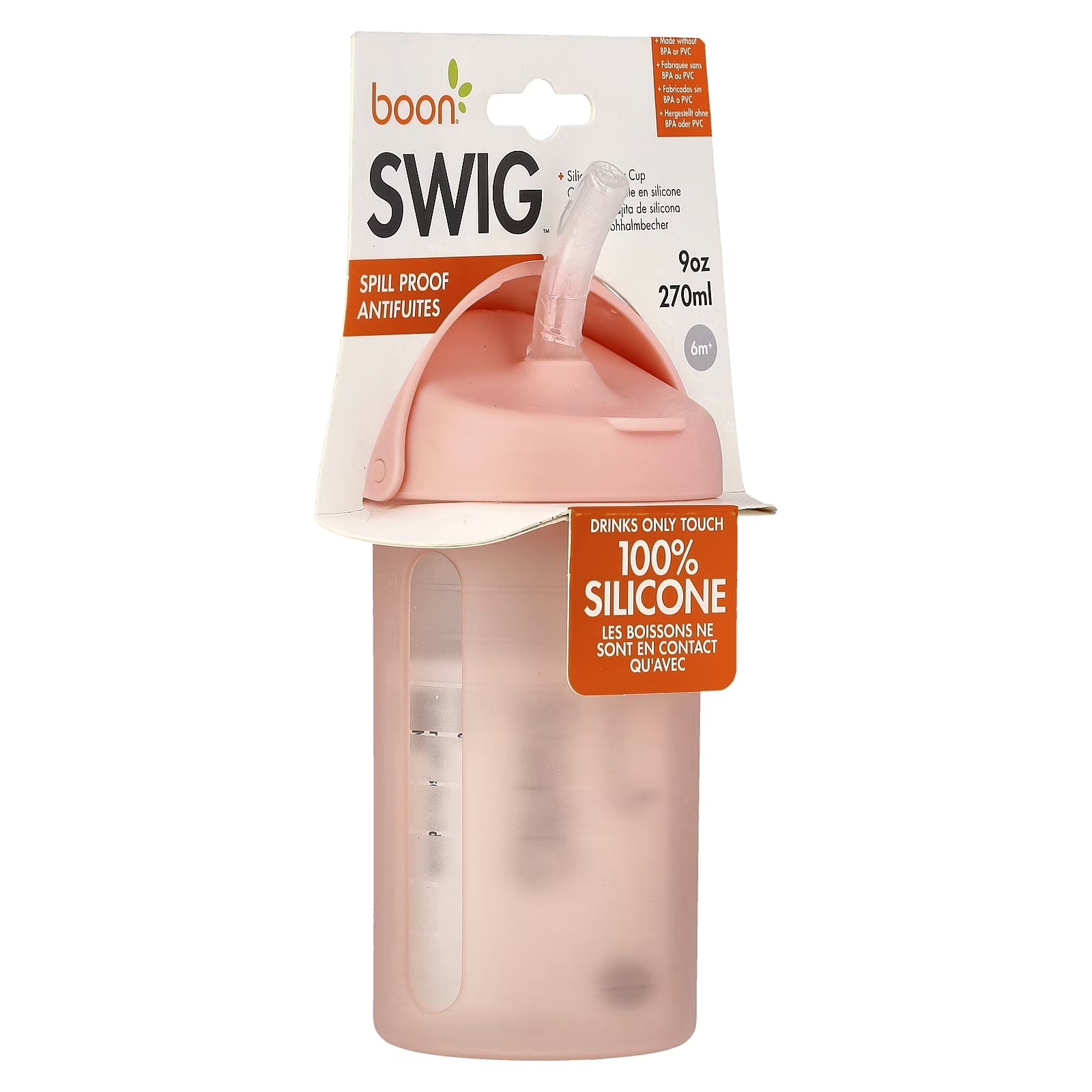 Swig Toddler Silicone Straw Cup, 9 Ounces Pink