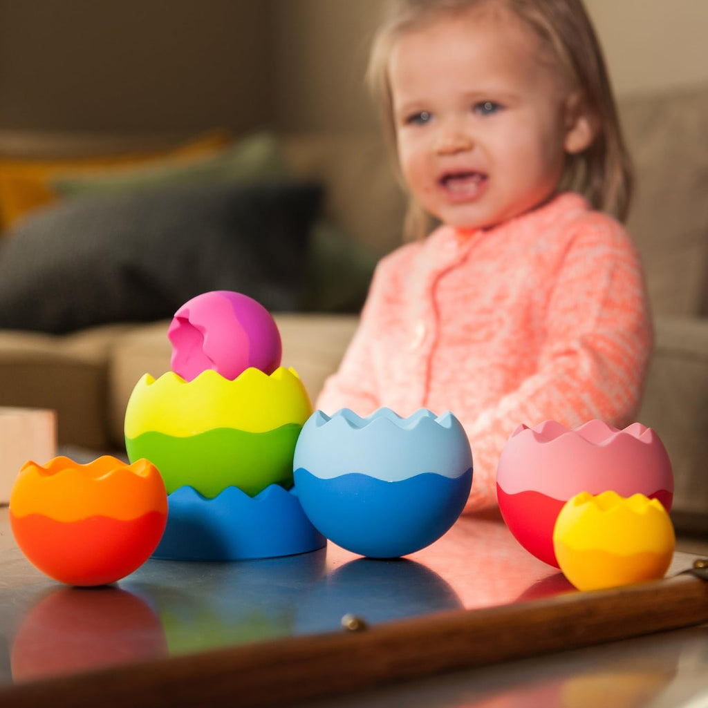 Fat Brain Toys Tobbles Neo Baby Stacking Toy | Weighted Orbs Wobble and Spin. Grasping and Fine Motor Skills. Developmental Learning for Babies and Toddlers Ages 6 Months+