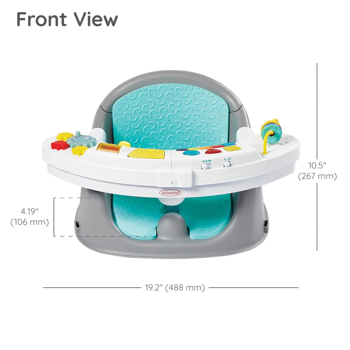 Music & Lights 3-In-1 Discovery Seat & Booster, Teal | 20 Sounds & Songs, Converts from Infant Seat to Booster, Fits Dining or Kitchen Chairs, Includes Removable Snack Tray