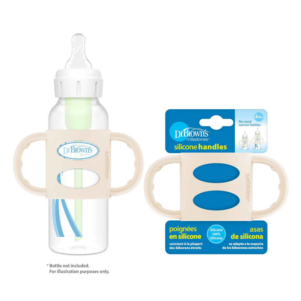 Milestones 100% Silicone Baby Bottle Handles, Narrow, Ecru, 1 Pack
