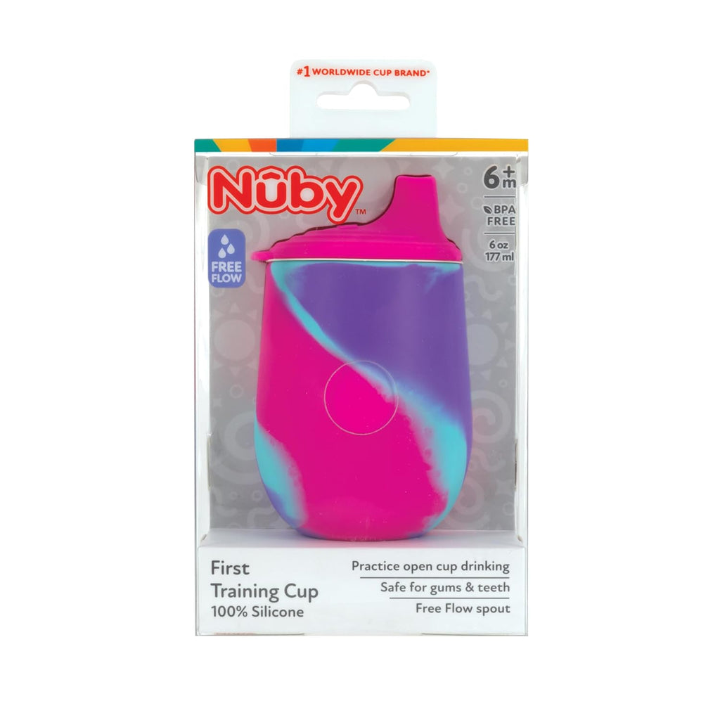 Silicone Tie-Dye First Training Cup with Free Flow Soft Spout - 6Oz, 6+ Months, Pink/Purple
