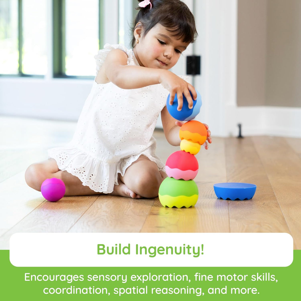 Fat Brain Toys Tobbles Neo Baby Stacking Toy | Weighted Orbs Wobble and Spin. Grasping and Fine Motor Skills. Developmental Learning for Babies and Toddlers Ages 6 Months+