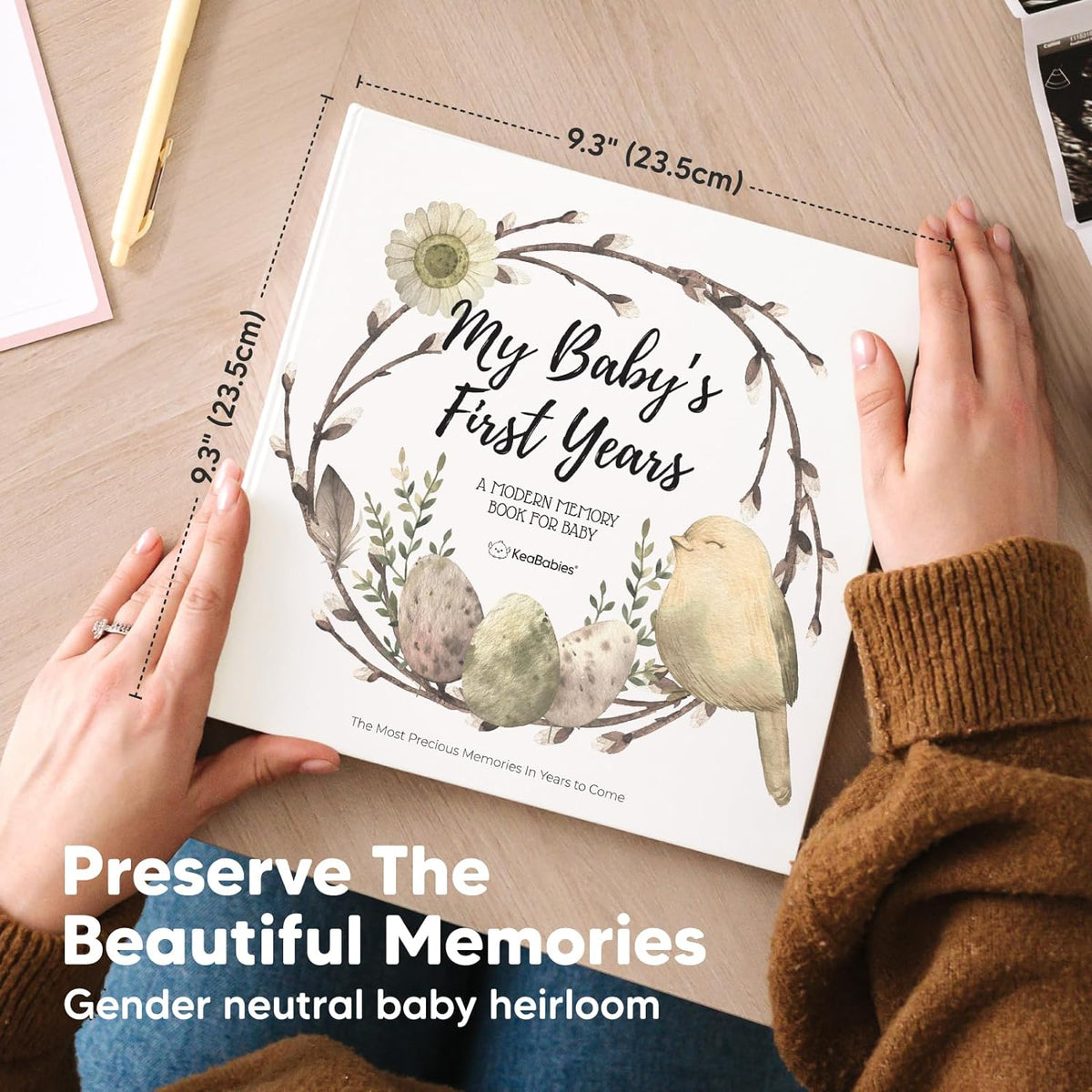 First 5 Years Baby Book Keepsake, Baby Memory Book Girl, Boy (Wonderland) | 90 Pages Hardcover First Year Milestone Journal, Simple Newborn Scrapbook for New Parents, Photo Album, Shower Gift