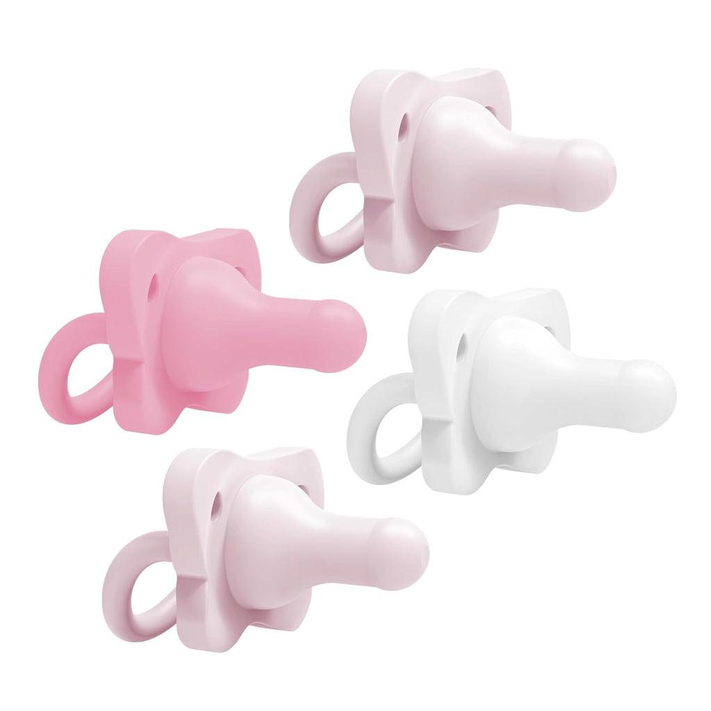 Dr. Brown'S Happypaci 100% Silicone Baby Pacifier, Contoured One-Piece Design, Light Pink/Pink/White, 0-6M, Bpa-Free, 4-Pack