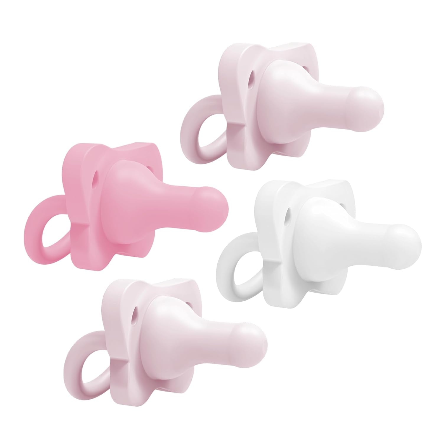Dr. Brown'S Happypaci 100% Silicone Baby Pacifier, Contoured One-Piece Design, Light Pink/Pink/White, 0-6M, Bpa-Free, 4-Pack