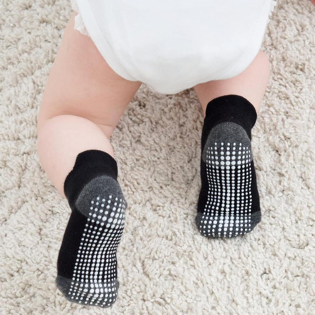 Baby Non Slip Grip Ankle Socks with Non Skid Soles for Infants Toddlers Kids Boys Girls