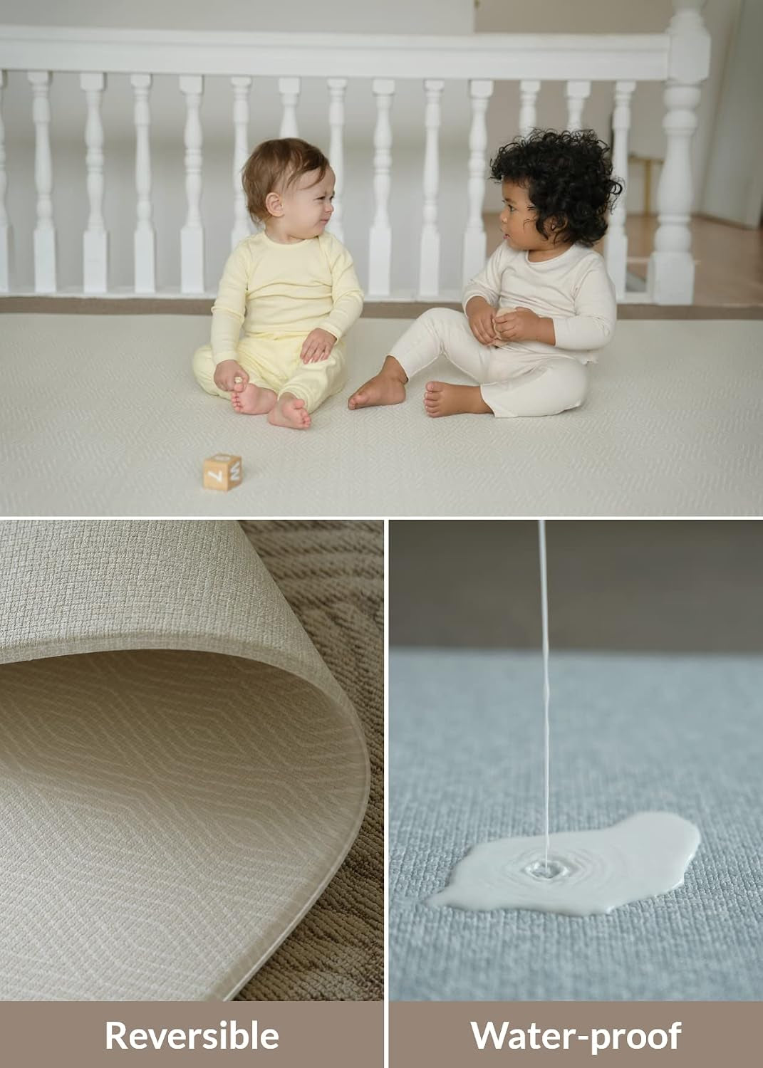 Baby Care Play Mat (Large, Hygge - Aztec & Arbor) 82'' X 55'' Original One-Piece Reversible Rollable Waterproof Baby Mat for Floor, Play Mat for Babies 6-12 Months, Infants, Toddlers, and Kids