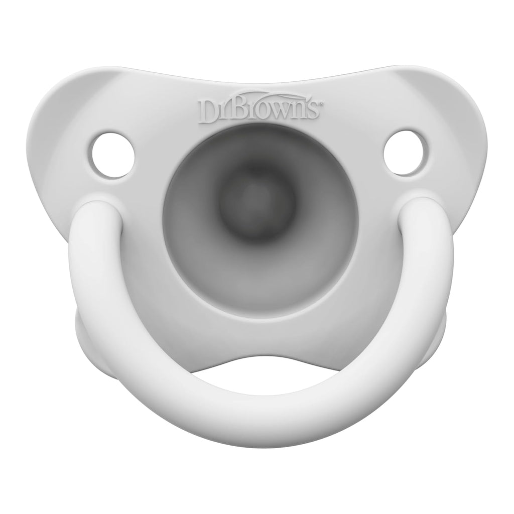 Dr. Brown'S Happypaci 100% Silicone Baby Pacifier, Contoured One-Piece Design, Gray, Black, White, 0-6M, Bpa-Free, 4-Pack