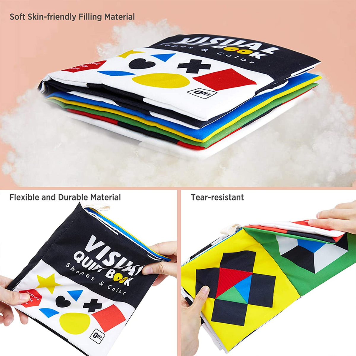 High Contrast Black and White Baby Book - Touch and Feel Crinkle Sensory Toy - Visual Stimulation Interactive Montessori Toys for 0-12 Months Infant Newborn - Baby Gift for Boys Girls | Black and White Visual Stimulation Toys, Montessori Soft Toys for 0-12 Months Infant Newborn, Baby Boys Girls Shower Gift