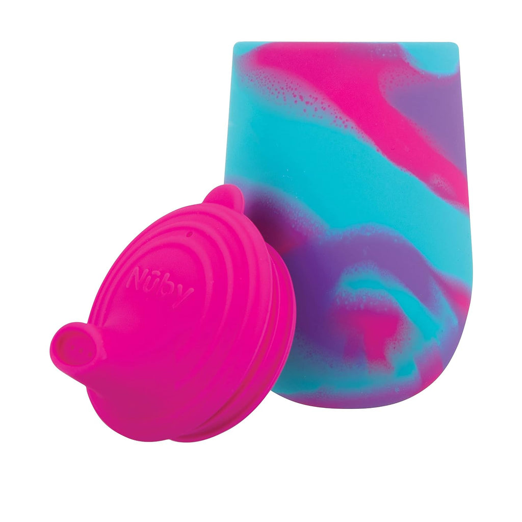 Silicone Tie-Dye First Training Cup with Free Flow Soft Spout - 6Oz, 6+ Months, Pink/Purple