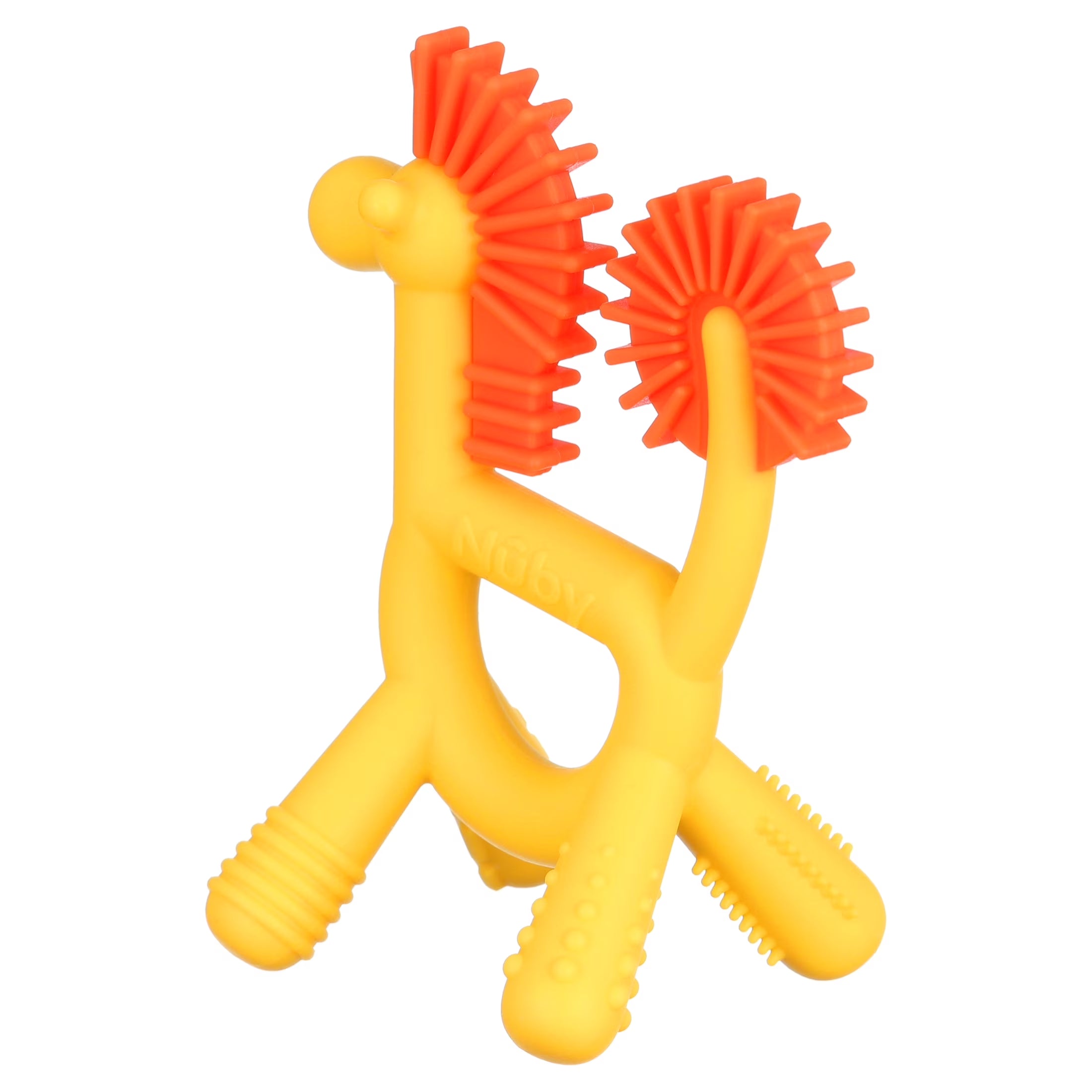 Geo Zoos Silicone Teether for Babies, Yellow/Orange Giraffe Infant Teething Toy