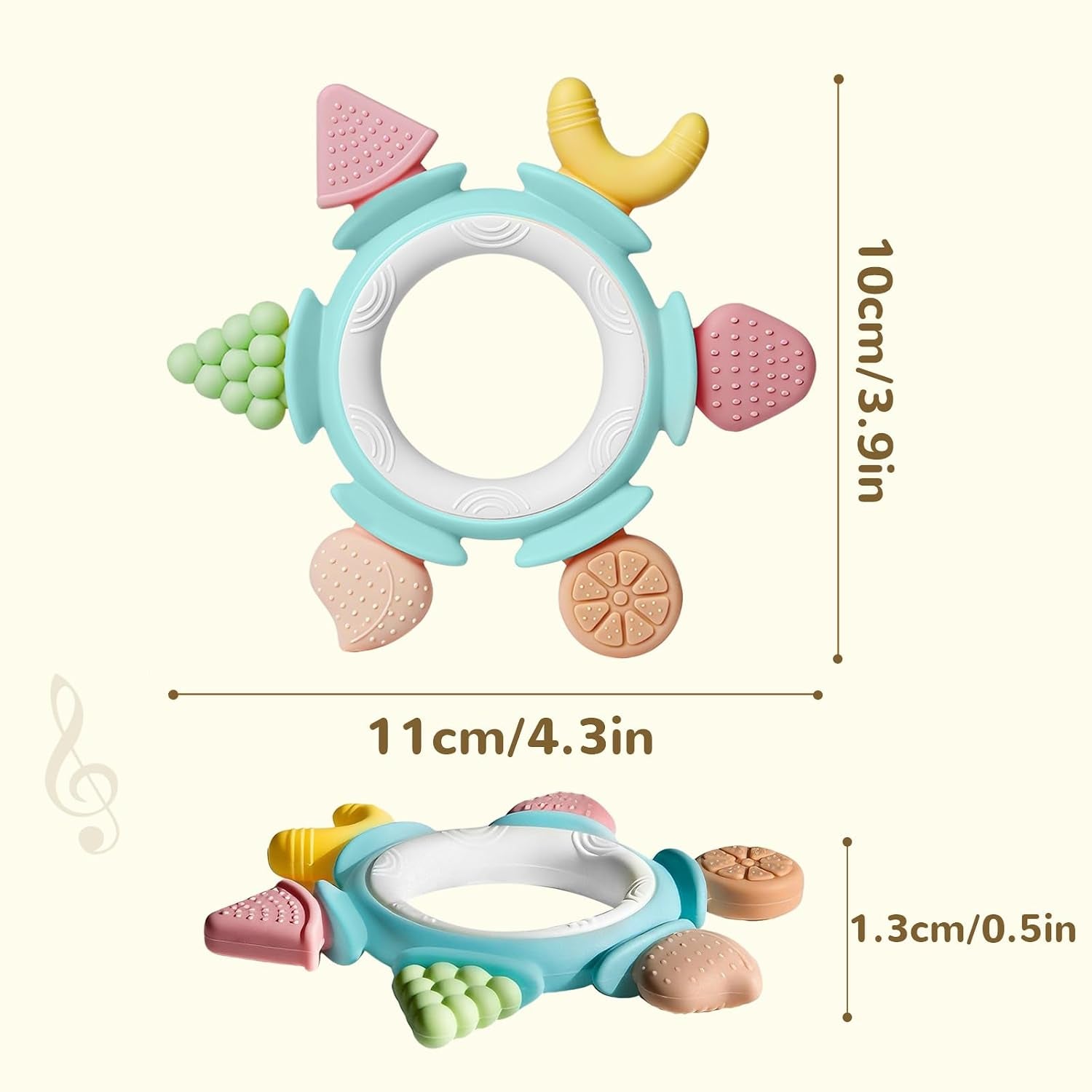 Silicone Teethers for Babies 6-12 Months, Teething Toys for Babies 0-6 Months, Baby Fruit Teethering Rings, BPA Free Baby Chew Toys, Infants Gifts