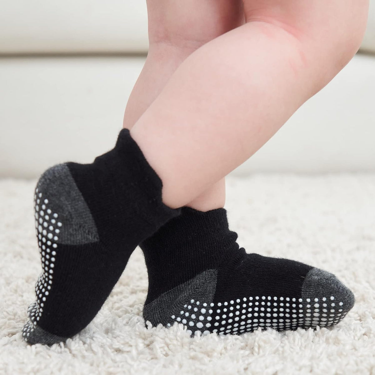 Baby Non Slip Grip Ankle Socks with Non Skid Soles for Infants Toddlers Kids Boys Girls