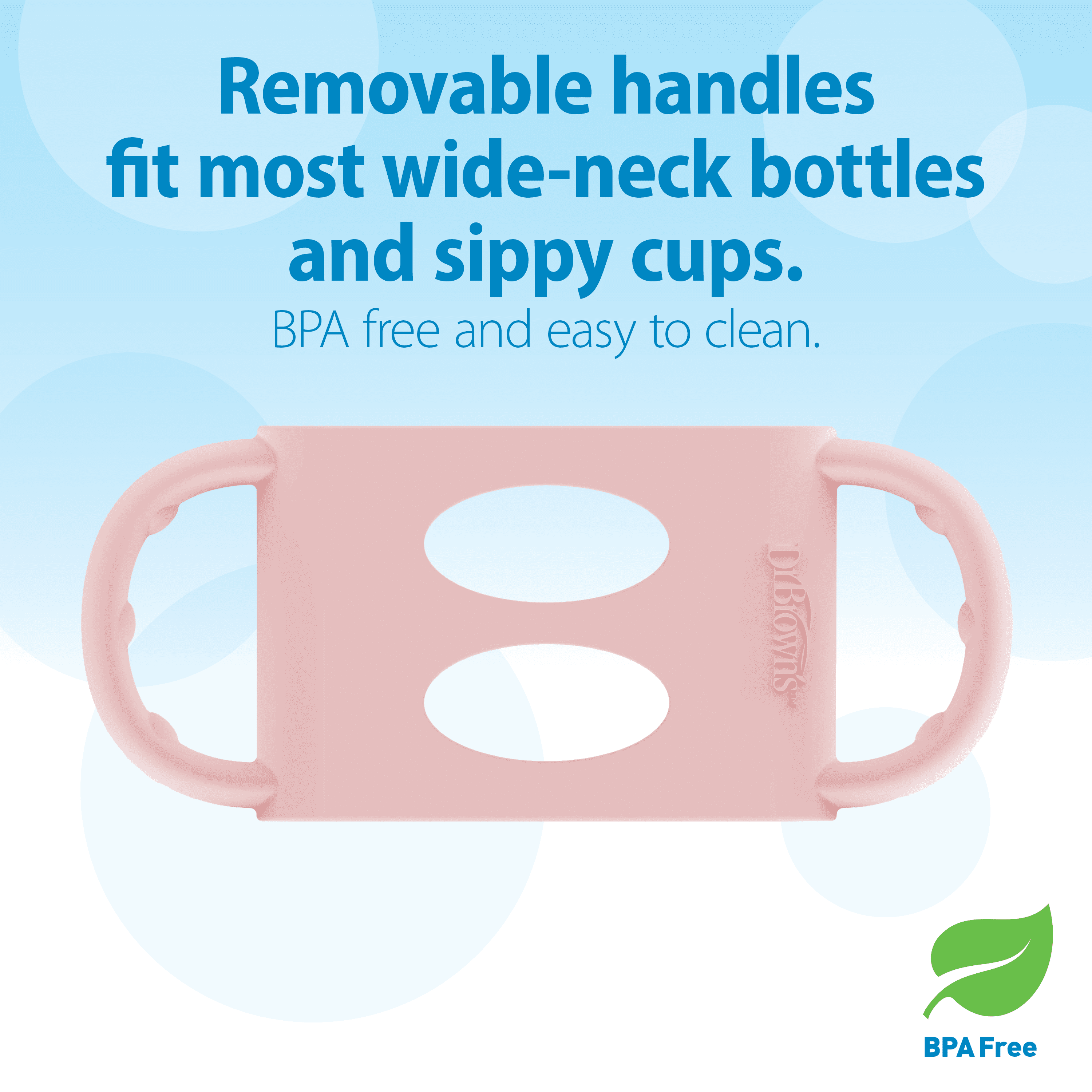 Milestones Wide-Neck Baby Bottle Handles, 100% Silicone, Light Pink, 4 Months+, 1-Pack