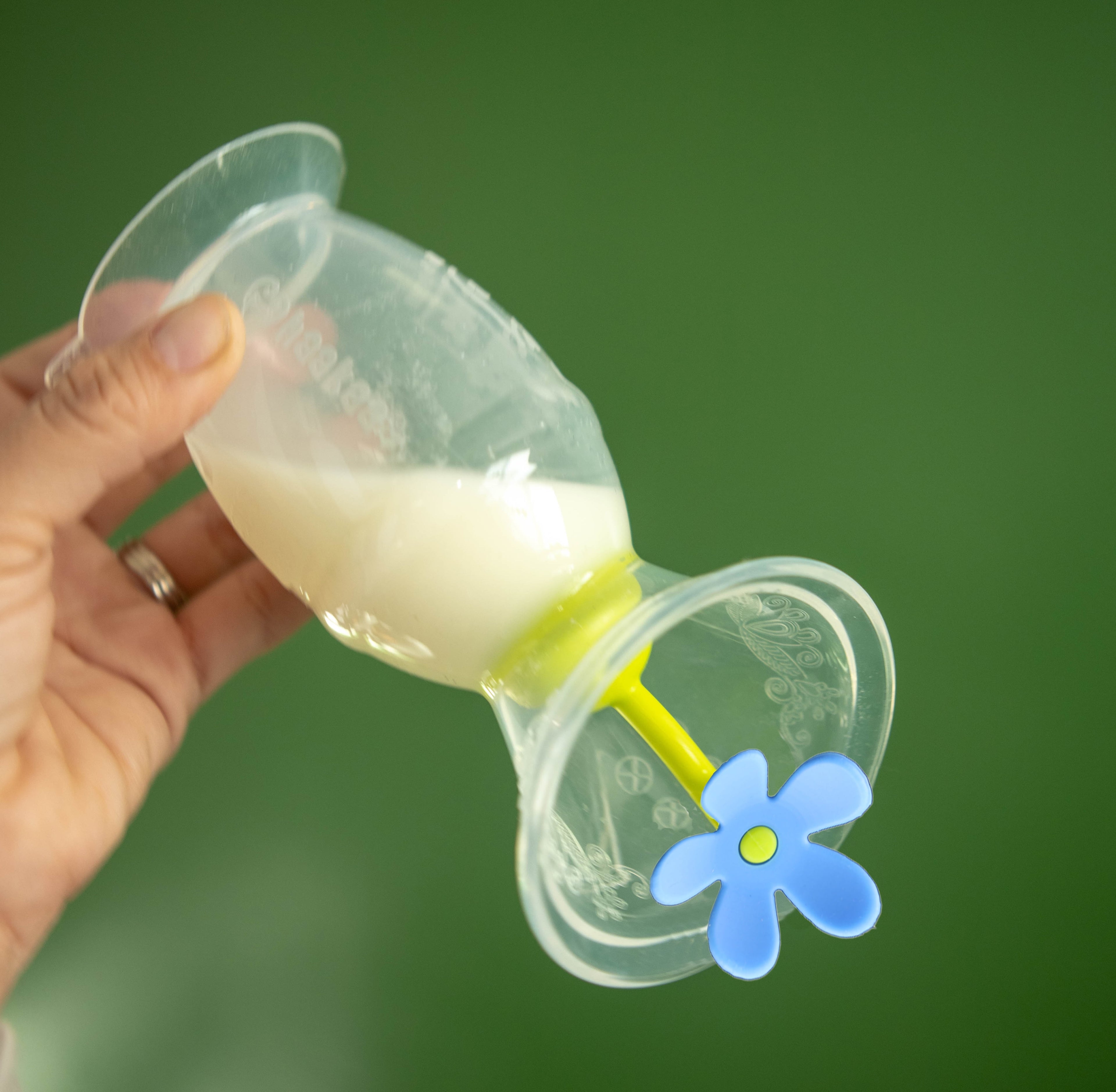 Gen 2 Silicone Manual Breast Pump with Suction Base and Blue Stopper 4 Oz