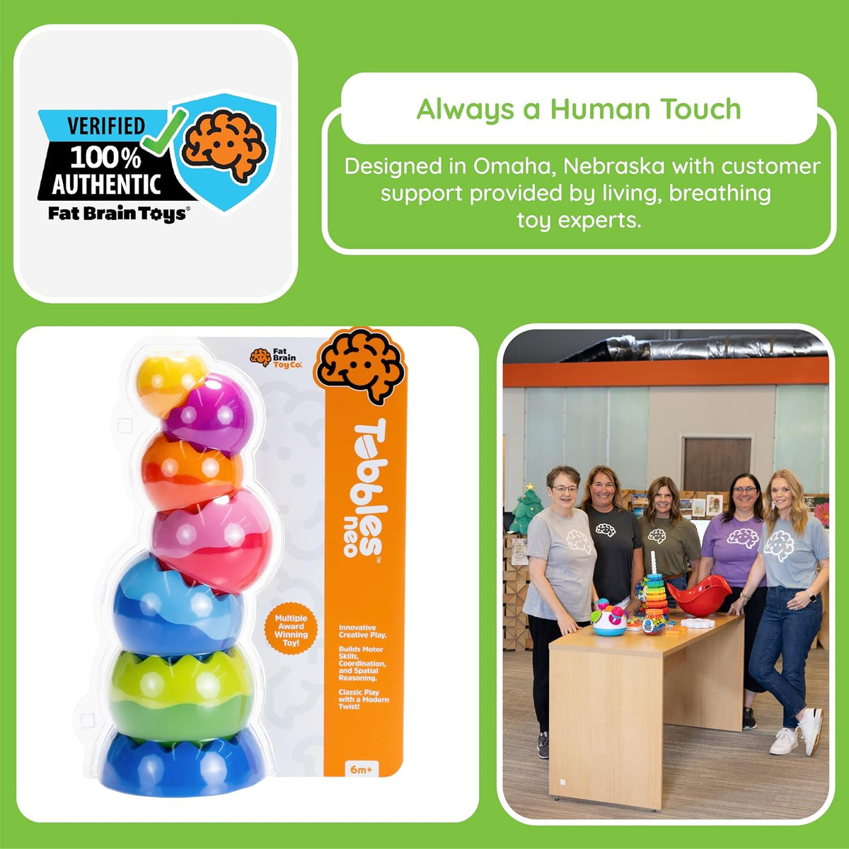 Fat Brain Toys Tobbles Neo Baby Stacking Toy | Weighted Orbs Wobble and Spin. Grasping and Fine Motor Skills. Developmental Learning for Babies and Toddlers Ages 6 Months+
