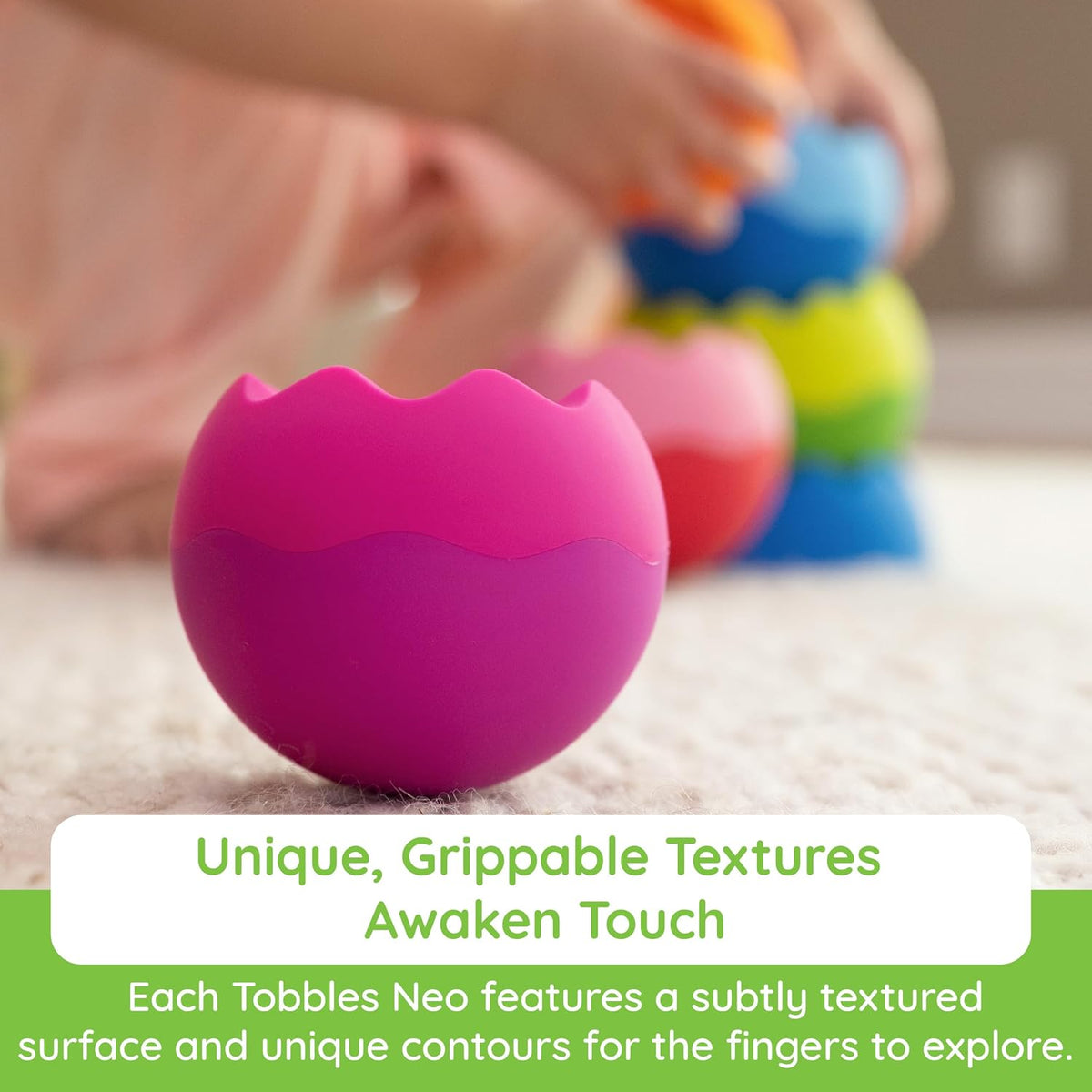 Fat Brain Toys Tobbles Neo Baby Stacking Toy | Weighted Orbs Wobble and Spin. Grasping and Fine Motor Skills. Developmental Learning for Babies and Toddlers Ages 6 Months+