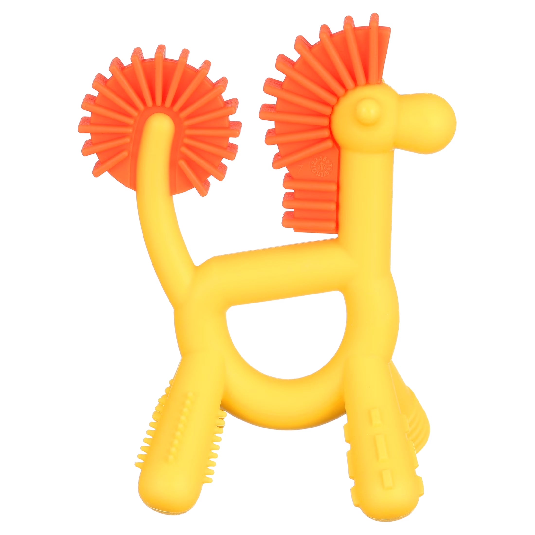 Geo Zoos Silicone Teether for Babies, Yellow/Orange Giraffe Infant Teething Toy