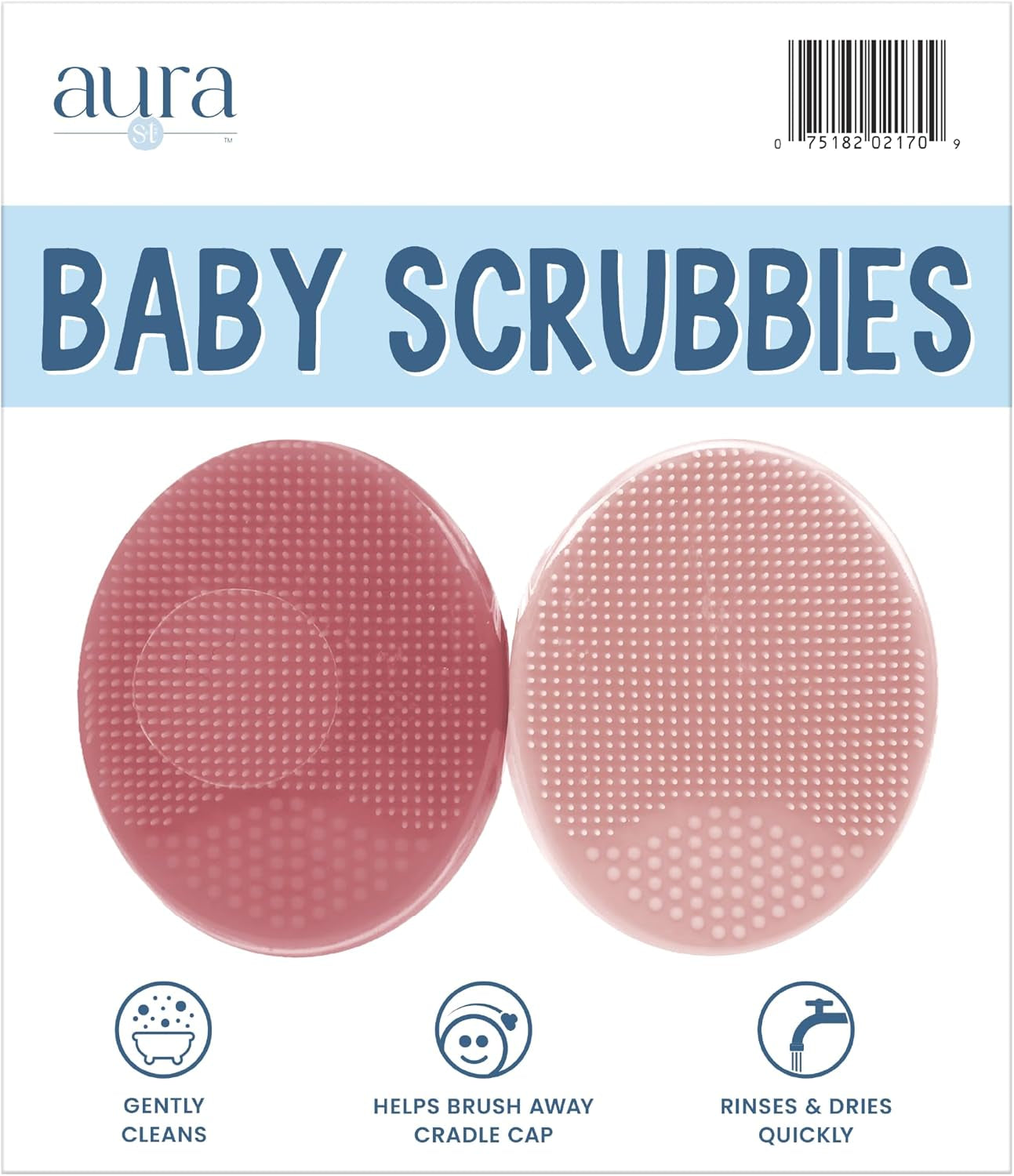 Cradle Cap Brush for Baby, 2 Pack, 2" X 2.5", Pink | Exfoliating and Massaging, Cleansing Brush for Baby, Silicone Bristles, Rinses Clean, Suction Cup Handle