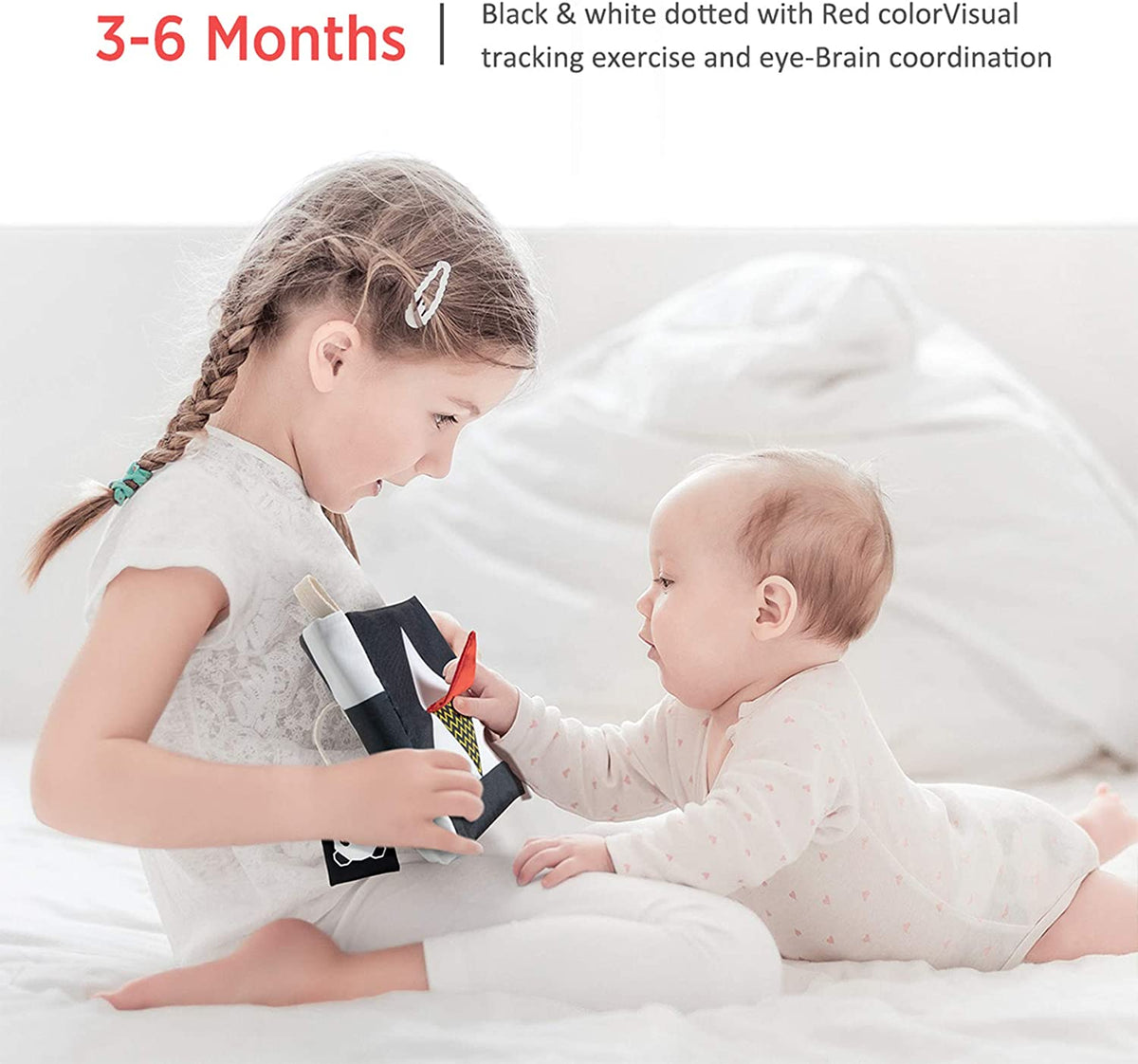 High Contrast Black and White Baby Book - Touch and Feel Crinkle Sensory Toy - Visual Stimulation Interactive Montessori Toys for 0-12 Months Infant Newborn - Baby Gift for Boys Girls | Black and White Visual Stimulation Toys, Montessori Soft Toys for 0-12 Months Infant Newborn, Baby Boys Girls Shower Gift